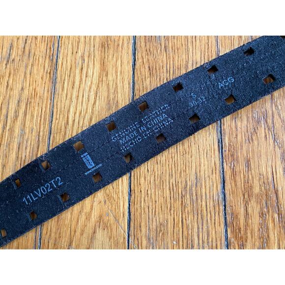 LEVI'S Black Leather Laser-Cut Belt Womens sz S - Picture 7 of 11